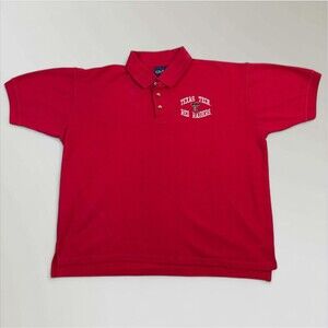 Texas Tech Red Raiders Men's Polo Shirt Red Embroidered 100% Cotton Y2K Size Lrg
